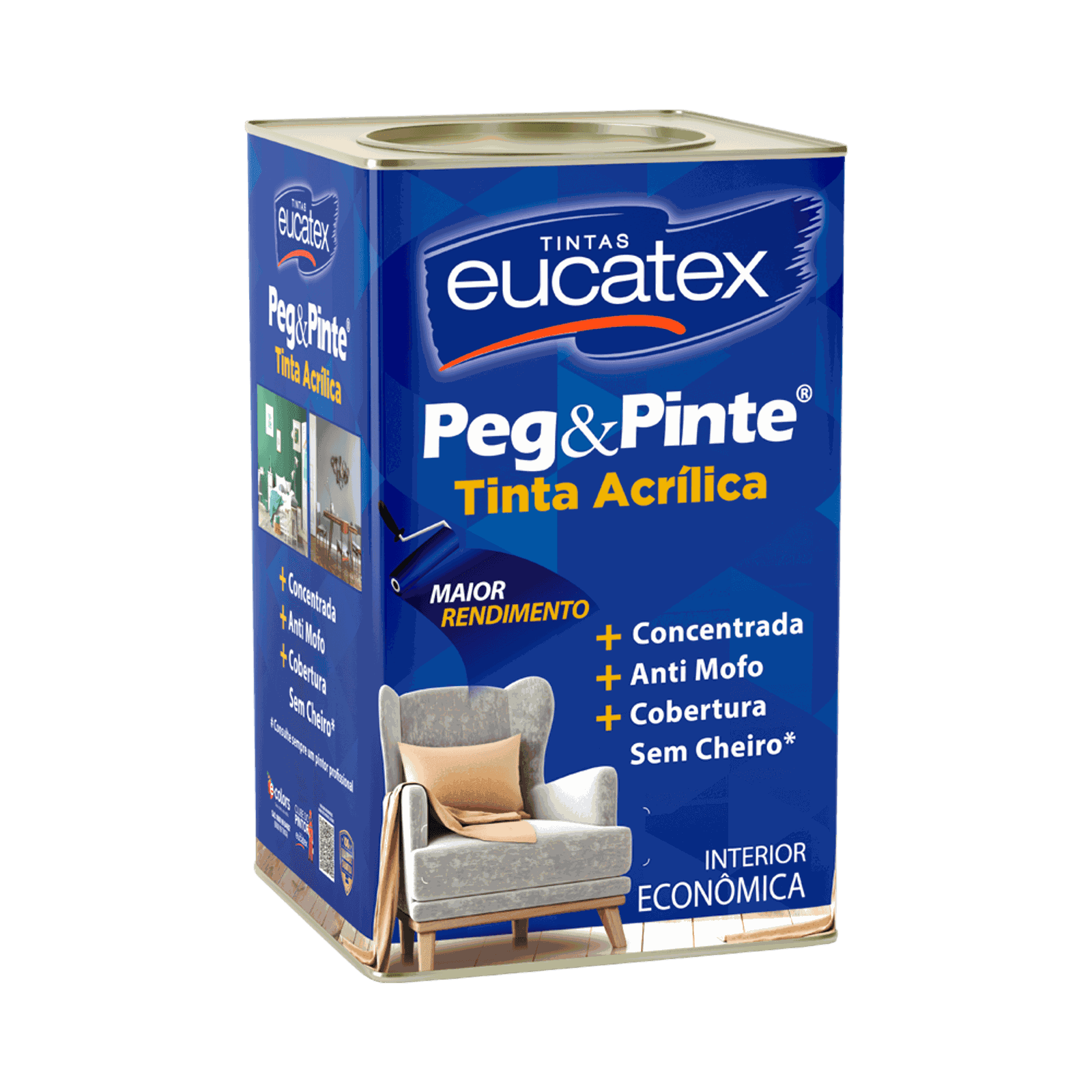 Tinta Acrílica Eucatex Peg & Pinte Lata 18L - Branca